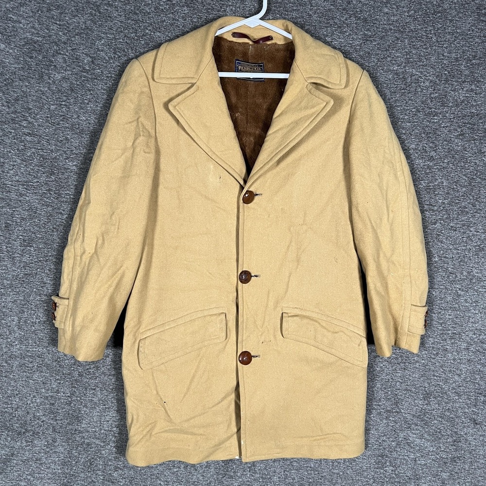 Vintage Pendleton Sir Pendleton Wool Car Coat‎ Mens Tan Camel Pile Lined Jacket